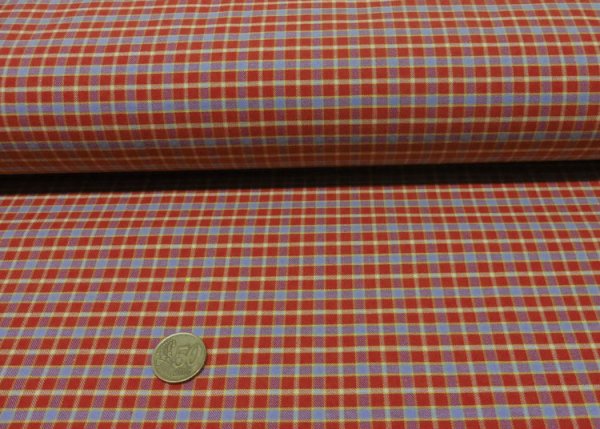 Woven check cotton woven fabric red blue yellow chequered